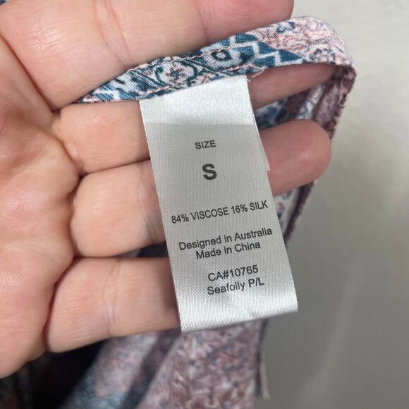 Seafolly Small Bohemian Print Dress Heather Rose Floral Tassel Handkerchief - Picture 7 of 8